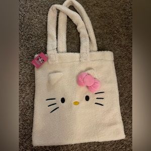 WHITE Hello Kitty fuzzy tote bag. Brand new with tags